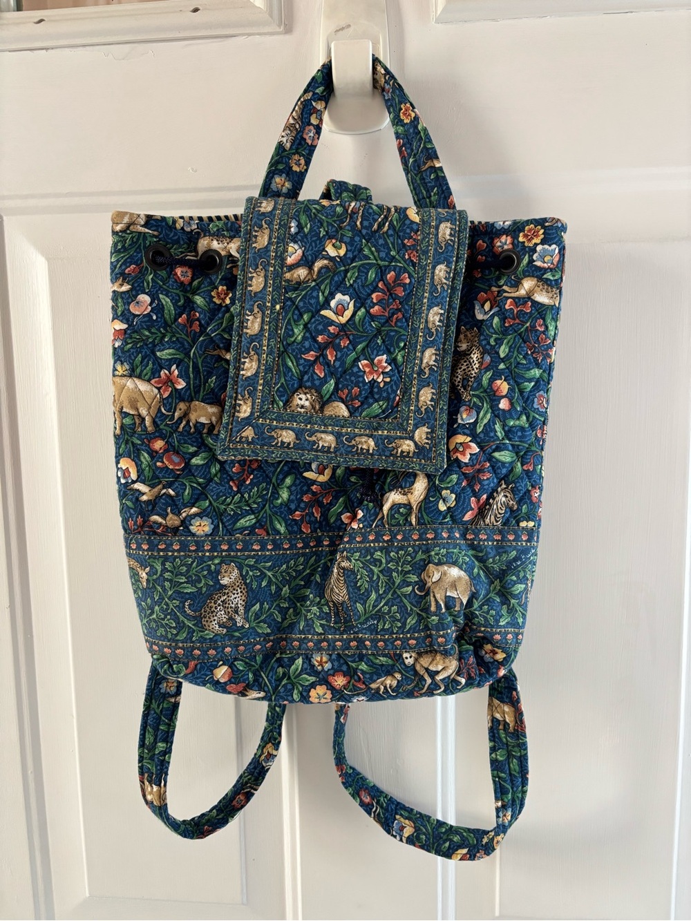 Vera Bradley Safari Floral Blue Backpack & Matching Card Case Set - Picture 2 of 12